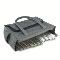 KIOTA Beauty Bag - Ideal for Bottles - Makeup Brush Storage Pocket and Outer Pockets - Quilted Finish Shoulder Bag Cosmetic Organizer - Slate