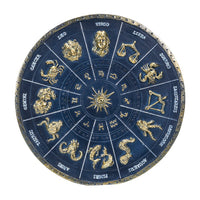 Zodiac Birth Chart Stick Incense Burner Midnight Blue and Gold Accents 6.3” Diameter Horoscope Design