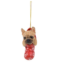 PACIFIC GIFTWARE French Bulldog in Holiday Sock Decorative Holiday Festive Christmas Hanging Ornament