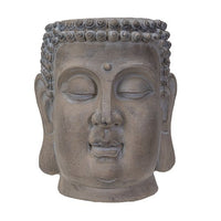 PACIFIC GIFTWARE Decorative Large Zen Buddha Head Resin Planter Pot Rustic Patina Eastern Enlightenment Zen Garden Indoor Outdoor (19.5" L x 17" L x 18" H)