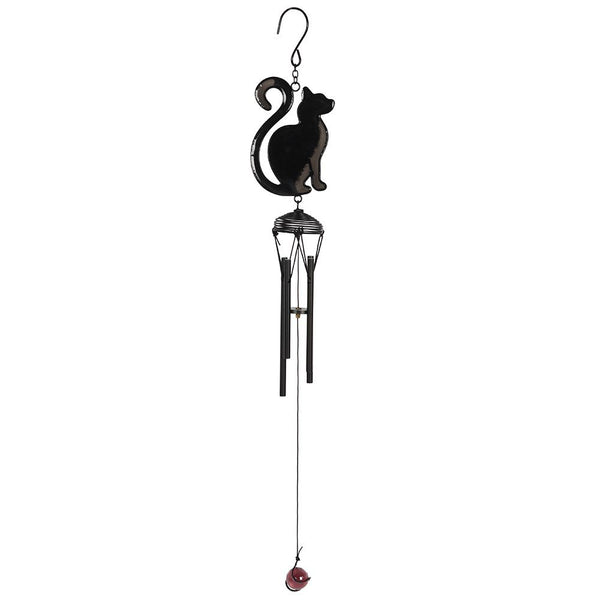 Midnight Black Cat Silhouette Wind Chime