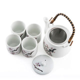 JAPAN COLLECTION White Cherry Blossom Tea Pot with 4 Cups Set