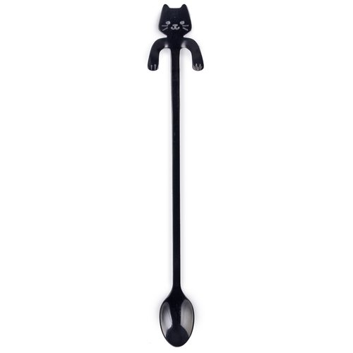 JAPAN COLLECTION Black Long Handle Mixing Stirring Tea Spoon 7.75 Inches Long