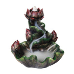 PACIFIC GIFTWARE Meditation Auspicious Lotus Back Flow Cone and Stick Incense Burner Holder Infuser