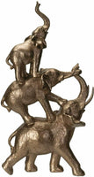 SUMMIT COLLECTION Golden Trio Elephants Totem Pole Stacked Elephants Statue Trunks Up Auspicious