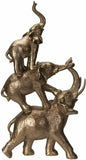 SUMMIT COLLECTION Golden Trio Elephants Totem Pole Stacked Elephants Statue Trunks Up Auspicious