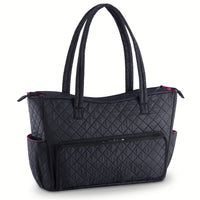 KIOTA Beauty Bag - Ideal for Bottles - Makeup Brush Storage Pocket and Outer Pockets - Quilted Finish Shoulder Bag Cosmetic Organizer - Midnight black