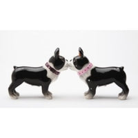 PACIFIC GIFTWARE Boston Terrier Pups Ceramic Magnetic Salt and Pepper Shaker Set
