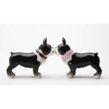 PACIFIC GIFTWARE Boston Terrier Pups Ceramic Magnetic Salt and Pepper Shaker Set