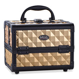 Mini Makeup Train Case 9.5" Aluminum Professional Cosmetic Organizer Box with Mirror