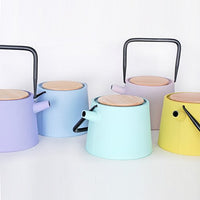 JAPAN COLLECTION Pink Cast Iron Teapot With Wood Lid and Stainless Steel Infuser