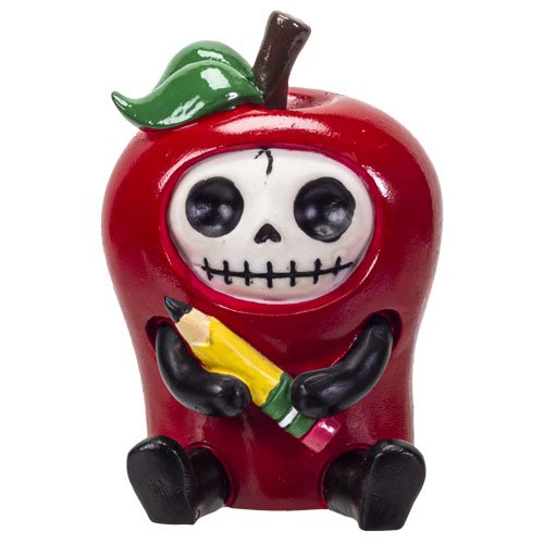 Pacific Giftware Furrybones Ringo Signature Skeleton in a Red Apple Costume with a Pencil Friend 3.5” Tall