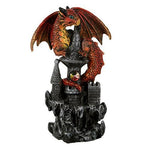 PACIFIC GIFTWARE Small Guardian Dragon Protecting Castle with Rhinestone Rock Crystal Tabletop Decor Collectible Figurine Gift
