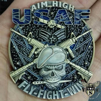 USAF Senior Airman Gray Beret Rank Coin 2 inches