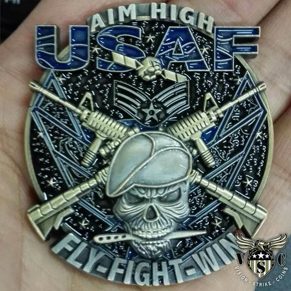 USAF Senior Airman Gray Beret Rank Coin 2 inches