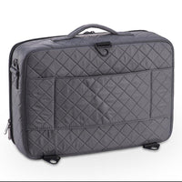 KIOTA Dual-Layer Professional On The Go Portable EVA Makeup Train Case Cosmetic Travel Storage Organizer Bag with Dividers and Brush Pockets - Slate Gray