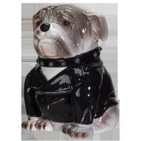 PACIFIC GIFTWARE Punk Rocker Bulldog Styling in a Leather Jacket with Collar Ceramic Cookie Jar