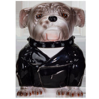 PACIFIC GIFTWARE Punk Rocker Bulldog Styling in a Leather Jacket with Collar Ceramic Cookie Jar