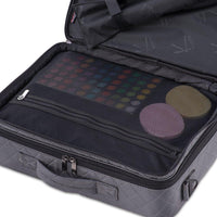 KIOTA Dual-Layer Professional On The Go Portable EVA Makeup Train Case Cosmetic Travel Storage Organizer Bag with Dividers and Brush Pockets - Slate Gray