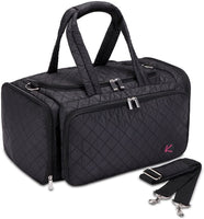 Kiota Quilted Tote Beauty Duffel Bag With 4 Side Compartments Ideal for Cosmetic Bottles Brushes Accessories