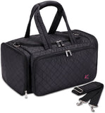 Kiota Quilted Tote Beauty Duffel Bag With 4 Side Compartments Ideal for Cosmetic Bottles Brushes Accessories