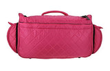 Kiota Quilted Tote Beauty Bag With 3 Side Compartments Ideal for Cosmetic Bottles Brushes Accessories (Pink)