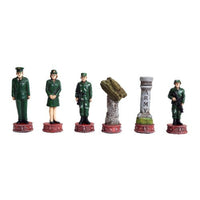 PACIFIC GIFTWARE US Army vs Navy Military Chess Set Hand Painted with Glass Board