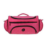 Kiota Quilted Tote Beauty Bag With 3 Side Compartments Ideal for Cosmetic Bottles Brushes Accessories (Pink)