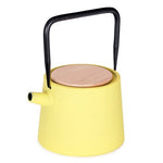 JAPAN COLLECTION Yellow Cast Iron Teapot With Wood Lid and Stainless Steel Infuser