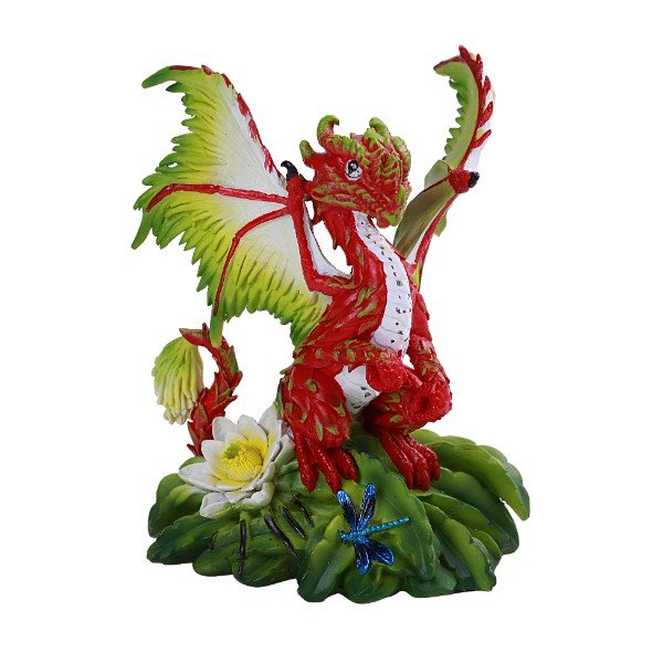 PACIFIC GIFTWARE Dragon Fruit Flower Small Dragon Home Decorative Resin Figurine
