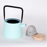 JAPAN COLLECTION Light Green Cast Iron Teapot With Wood Lid and Stainless Steel Infuser