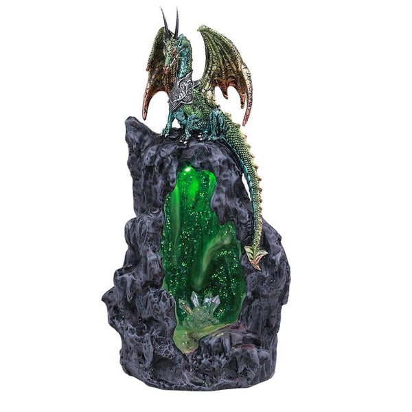 PACIFIC GIFTWARE Green Dragon Backflow Incense Burner with LED Light Figurine Decoration