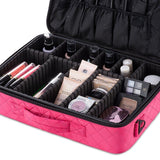 KIOTA Dual-Layer Professional On The Go Portable EVA Makeup Train Case Cosmetic Travel Storage Organizer Bag with Dividers and Brush Pockets - Bubblegum Pink