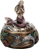 SUMMIT COLLECTION Art Nouveau Holding Hand Over Chest Praying Mermaid Fantasy Box