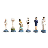 PACIFIC GIFTWARE US Army vs Navy Military Chess Set Hand Painted with Glass Board