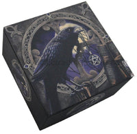 PACIFIC GIFTWARE 4 Inch Raven Spell Caster Mirror Square Jewelry/Trinket Box Figurine