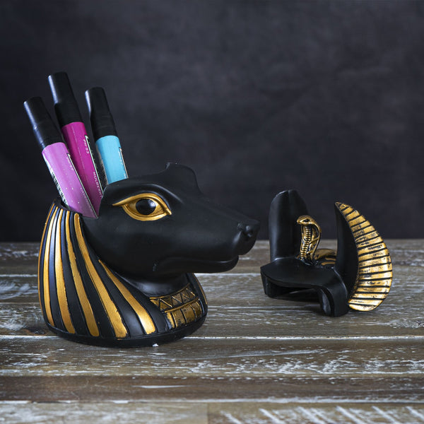 PACIFIC GIFTWARE Ancient Egyptian Anubis Stationery Box Resin Figurine