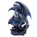 PACIFIC GIFTWARE 12"h Quiksilver Dragon with LED Light Fronze Blue Crystal
