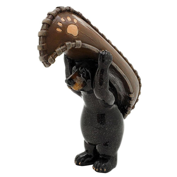 PACIFIC GIFTWARE Animal World Black Bear with Canoe Ready to Play Resin Figurine