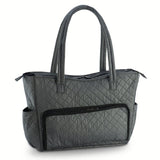 KIOTA Beauty Bag - Ideal for Bottles - Makeup Brush Storage Pocket and Outer Pockets - Quilted Finish Shoulder Bag Cosmetic Organizer - Slate