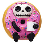 Pacific Giftware Furrybones Donatsu Signature Skeleton in a Pink Donut Costume with a Coffee Mug Friend 3.5” Tall