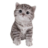 PACIFIC GIFTWARE Realistic and Cute Grey Tabby Kitten Collectible Figurine Amazing Detail Glass Eyes Hand Painted Resin Life Size 8 inch Figurine Perfect for Cat Lover Collectible