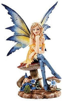 Amy Brown Art Original Collection The Magician Fairy Sitting on Mushrooms Statue Figurine