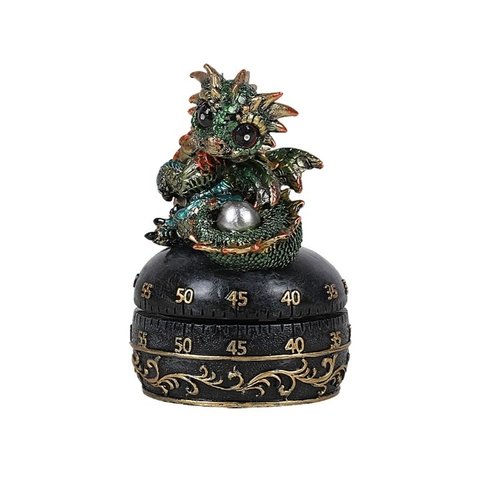 PACIFIC GIFTWARE Fantasy Guardian Golden Dragon with Egg Mechanical Kitchen Timer Functional Decorative Figurine Statue