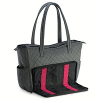 KIOTA Beauty Bag - Ideal for Bottles - Makeup Brush Storage Pocket and Outer Pockets - Quilted Finish Shoulder Bag Cosmetic Organizer - Slate