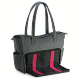 KIOTA Beauty Bag - Ideal for Bottles - Makeup Brush Storage Pocket and Outer Pockets - Quilted Finish Shoulder Bag Cosmetic Organizer - Slate