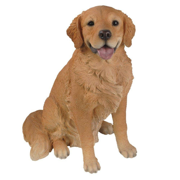 PACIFIC GIFTWARE Realistic Life Size Golden Retriever Statue Detail Sculpture Glass Eyes Hand Painted Resin 22 inch Figurine Home Decor Amazing Likeness