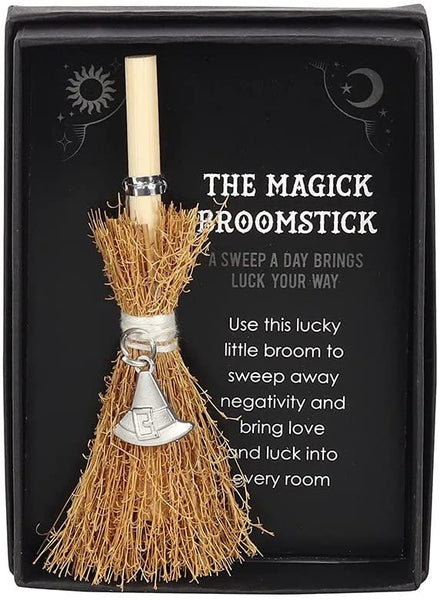 Pacific Giftware Witch’s Hat Mini Magick Broomstick Lucky Charm in Gift Box 4.33” Tall