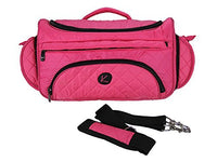 Kiota Quilted Tote Beauty Bag With 3 Side Compartments Ideal for Cosmetic Bottles Brushes Accessories (Pink)