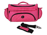 Kiota Quilted Tote Beauty Bag With 3 Side Compartments Ideal for Cosmetic Bottles Brushes Accessories (Pink)